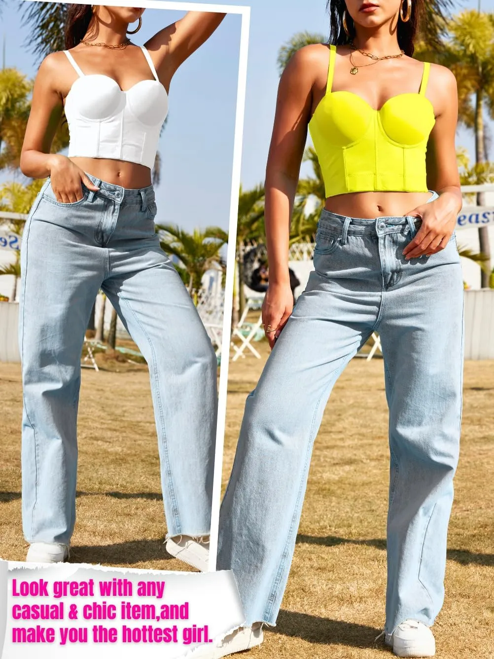 Kaei&Shi Underwire Corset Tops For Women Going Out,Sexy Backless Club Bustier Crop Top Casual