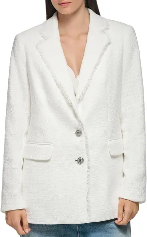 Karl Lagerfeld Paris Women's Everyday Suiting Long Sleeve Tweed Jacket