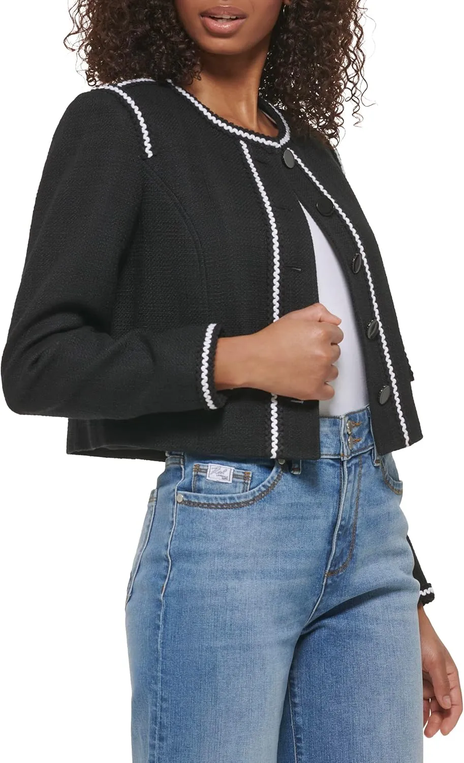 Karl Lagerfeld Paris Women's Tweed Long Sleeve Everyday Fashion Sport Jacket