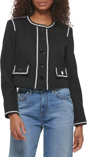 Karl Lagerfeld Paris Women's Tweed Long Sleeve Everyday Fashion Sport Jacket