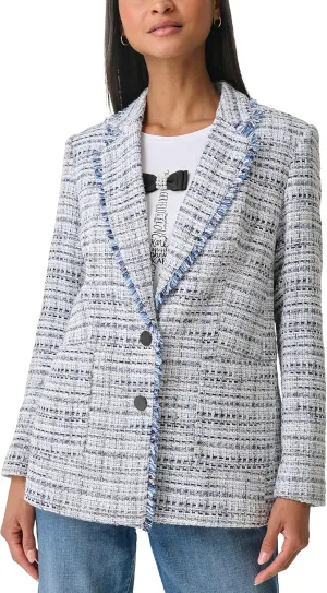 Karl Lagerfeld Paris Women's Tweed Long Sleeve Everyday Fashion Sport Jacket