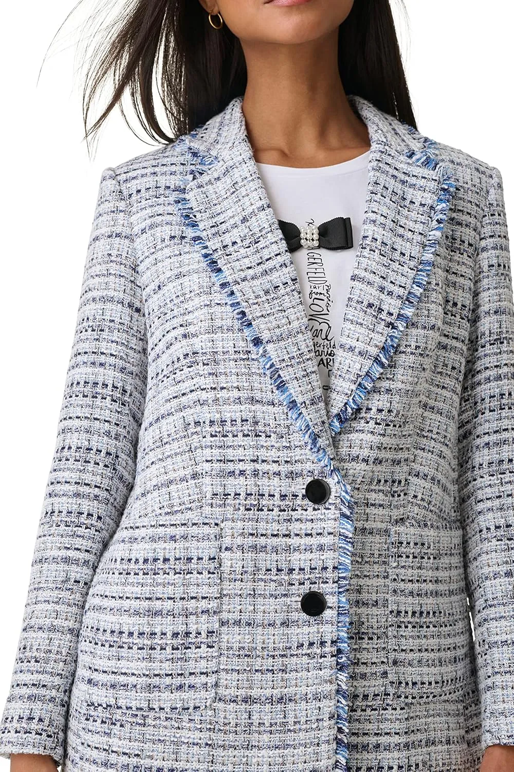 Karl Lagerfeld Paris Women's Tweed Long Sleeve Everyday Fashion Sport Jacket