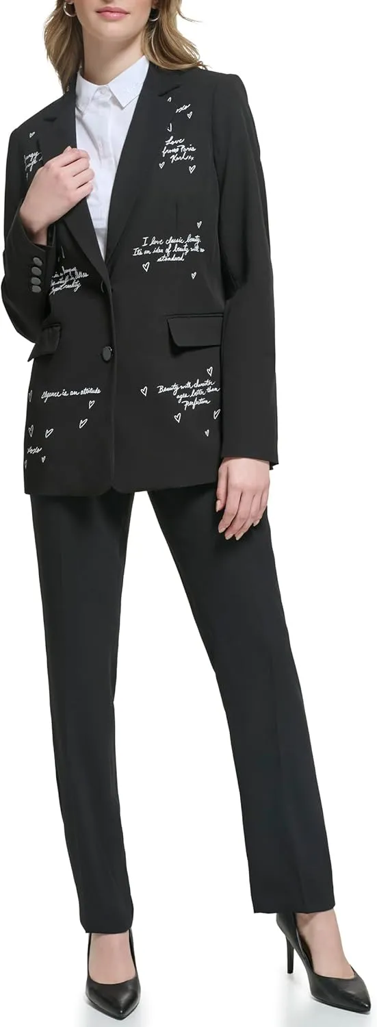KARL LAGERFELD Women's Fitted Blazer with Script Detail