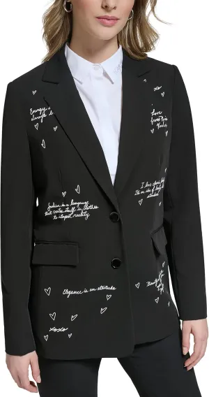 KARL LAGERFELD Women's Fitted Blazer with Script Detail
