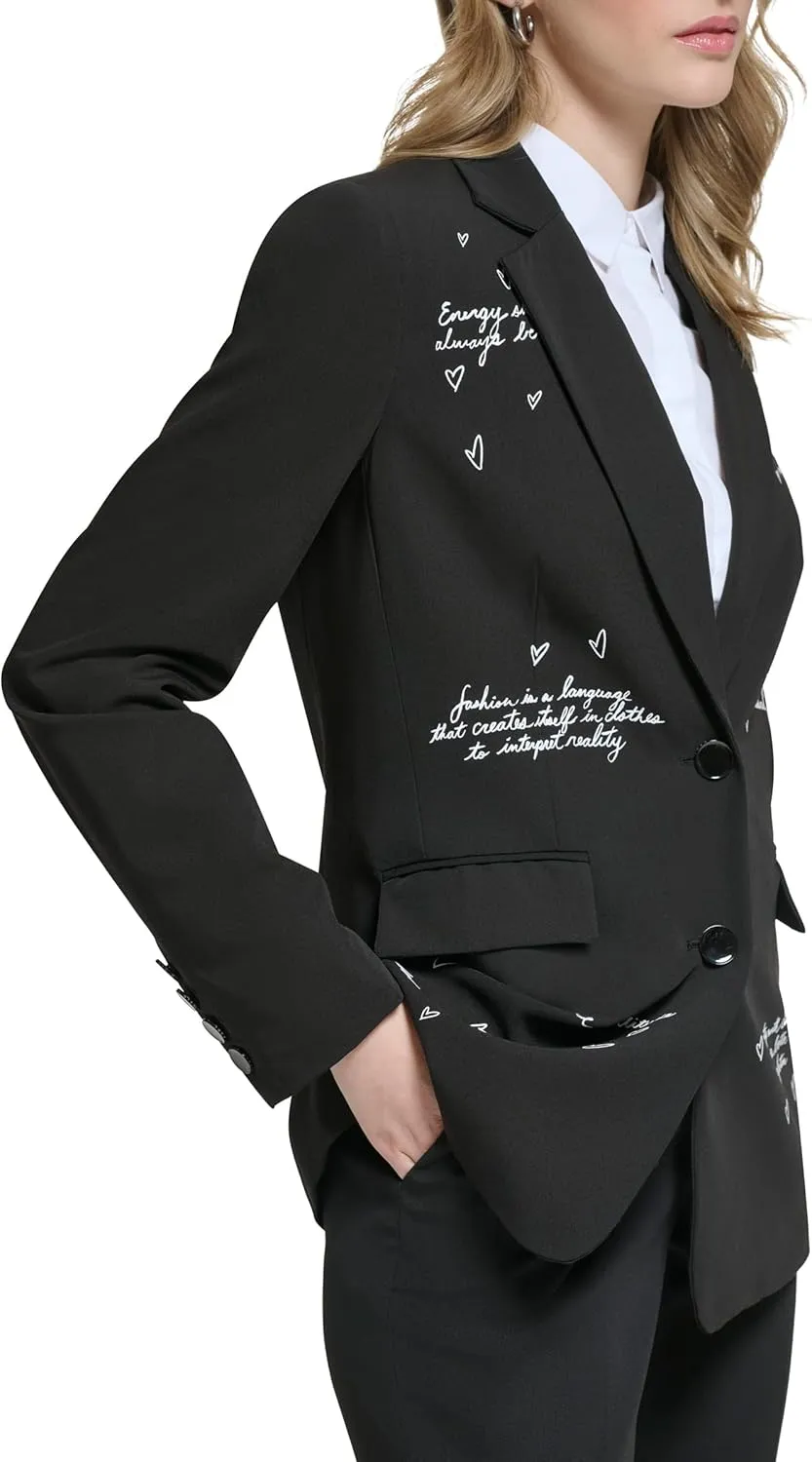 KARL LAGERFELD Women's Fitted Blazer with Script Detail