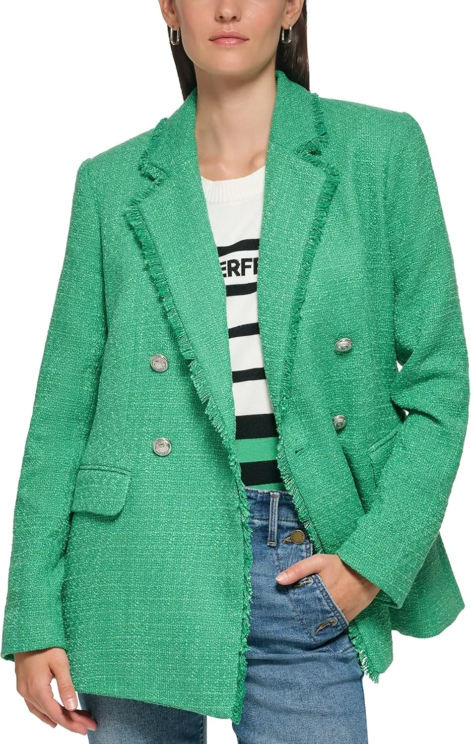 KARL LAGERFELD Women's Tweed Blazer Jacket