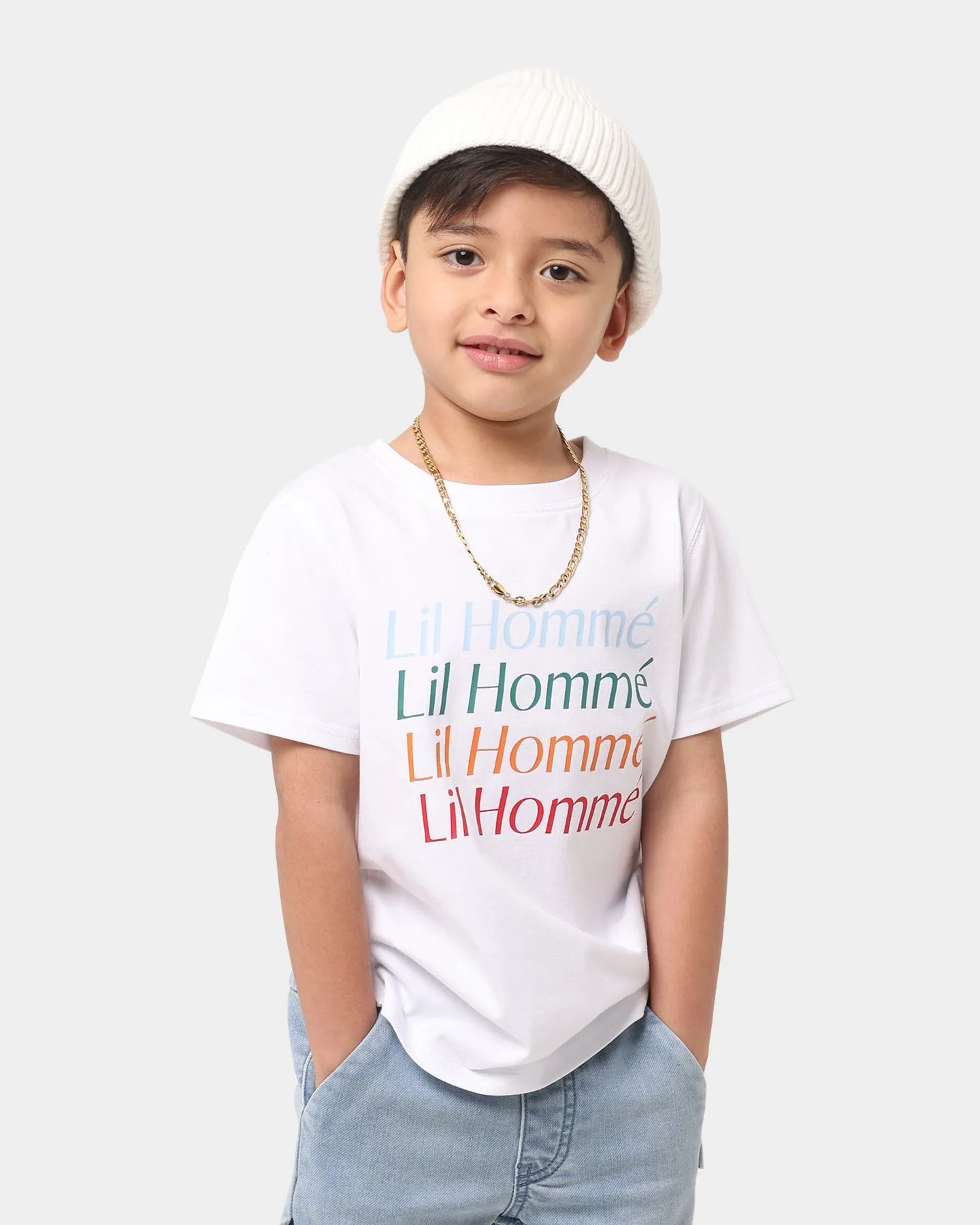 Lil Hommé Kid's Rainbow T-Shirt White
