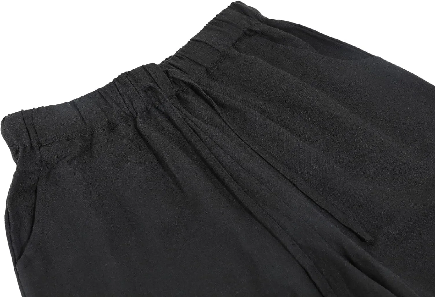 loveimgs Women's Casual Wide Leg Elastic Waist Loose Lightweight Summer Linen Beach Pants Drawstring