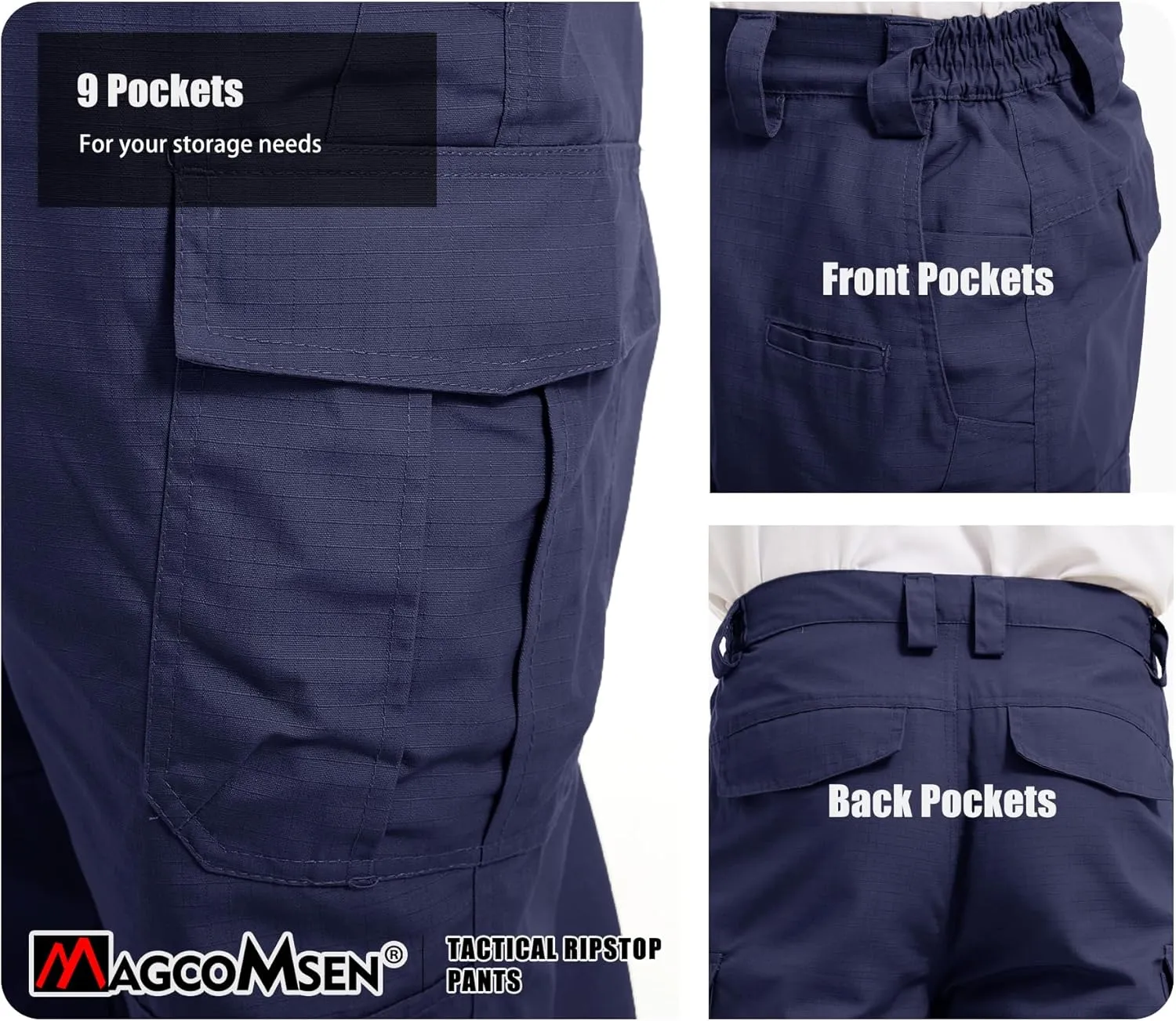 MAGCOMSEN Men's Tactical Pants 9 Pockets Ripstop, Water Repellent, Cargo Pants for Work, Hiking, Hunting(No Belt)