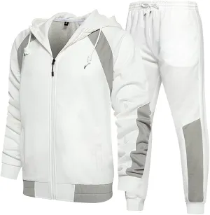 MANTORS Men's Hooded Athletic Tracksuit Casual 2 Pieces Suits Color Block Hoodies and Sweatpants Set