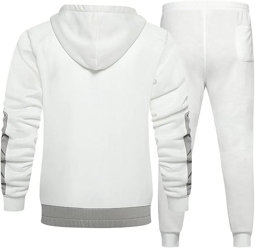 MANTORS Men's Hooded Athletic Tracksuit Casual 2 Pieces Suits Color Block Hoodies and Sweatpants Set