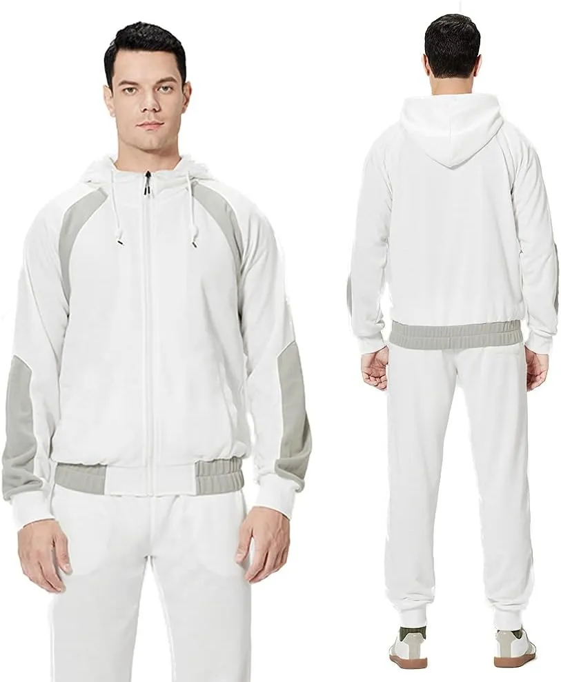MANTORS Men's Hooded Athletic Tracksuit Casual 2 Pieces Suits Color Block Hoodies and Sweatpants Set