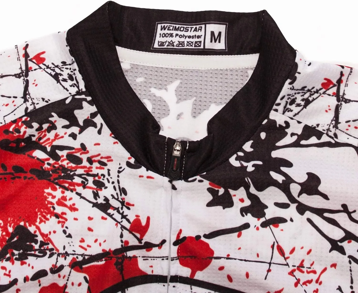 Men Cycling Jersey Skull Bike Short Sleeve Tops Quick-Dry Reflective 3-Pockets S-3XL