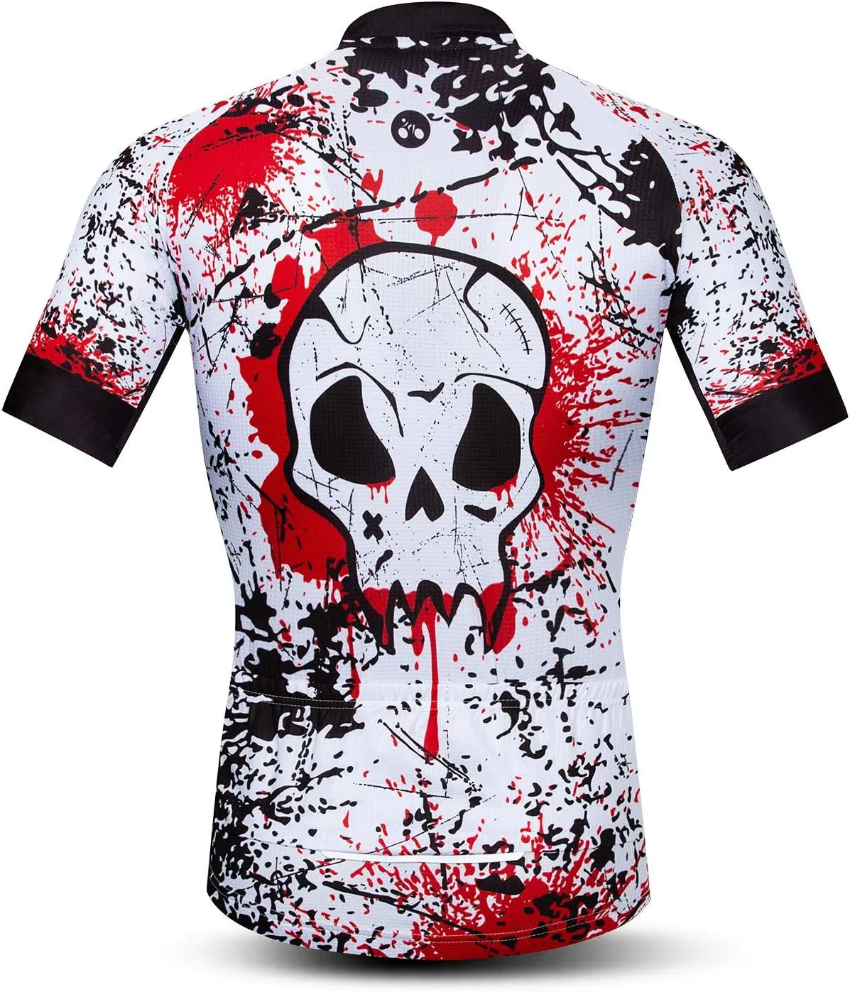 Men Cycling Jersey Skull Bike Short Sleeve Tops Quick-Dry Reflective 3-Pockets S-3XL