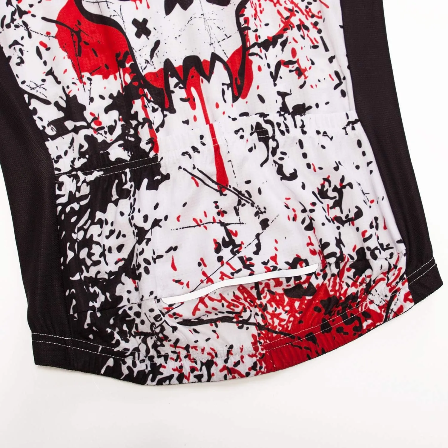 Men Cycling Jersey Skull Bike Short Sleeve Tops Quick-Dry Reflective 3-Pockets S-3XL