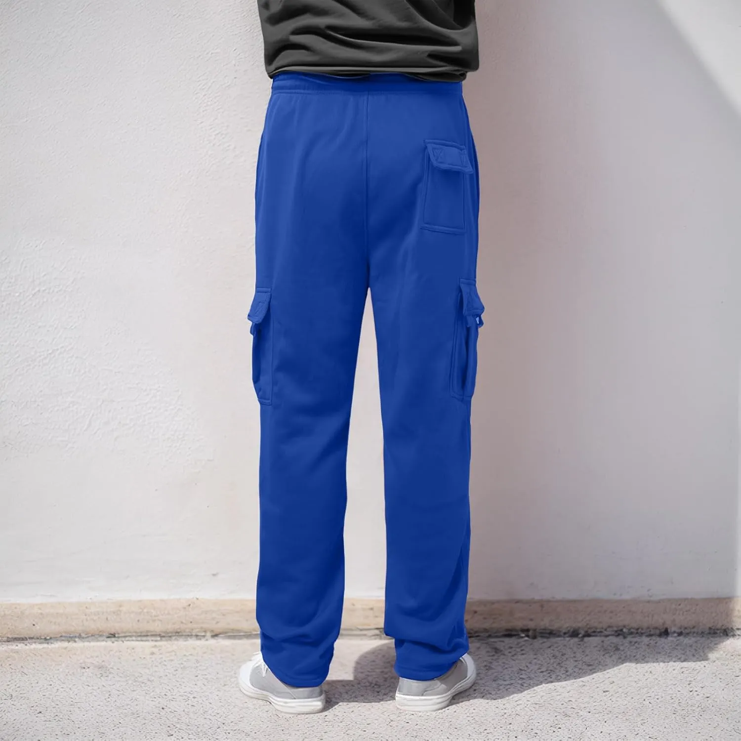 Men's Casual Cotton Linen Pants Sweatpants with Pockets Solid Color Loose Straight Legs Trousers Hiking Joggers