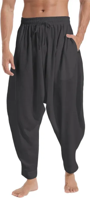 Mens Casual Harem Pants Baggy Elastic Drawstring Waist Aladdin Hippie Pant