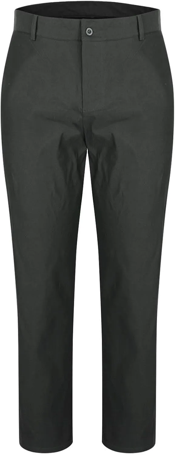 Mens Casual Stretch Chino Pants Slim Fit Expandable Waist Flat Front Khaki Pant Lightweight Golf Trousers with Pocket