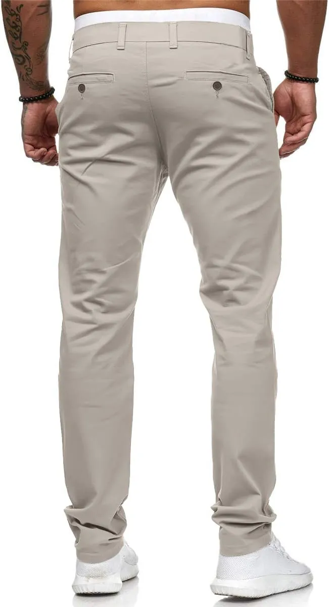 Mens Dress Pants Slim Fit Chinos Stretch Fashion Pant Skinny Leg
