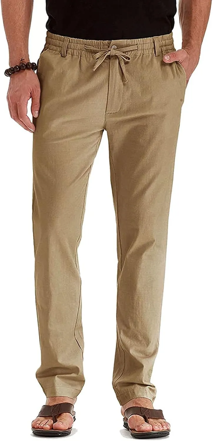 Mens Dress Pants Slim Fit Flat Front Chino Pants Casual Stretch Business Pants Wrinkle-Resistant Classic Khaki Pants