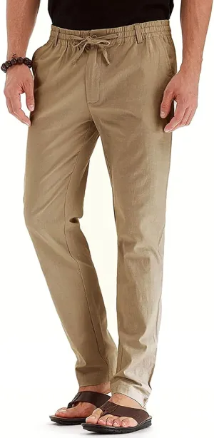 Mens Dress Pants Slim Fit Flat Front Chino Pants Casual Stretch Business Pants Wrinkle-Resistant Classic Khaki Pants