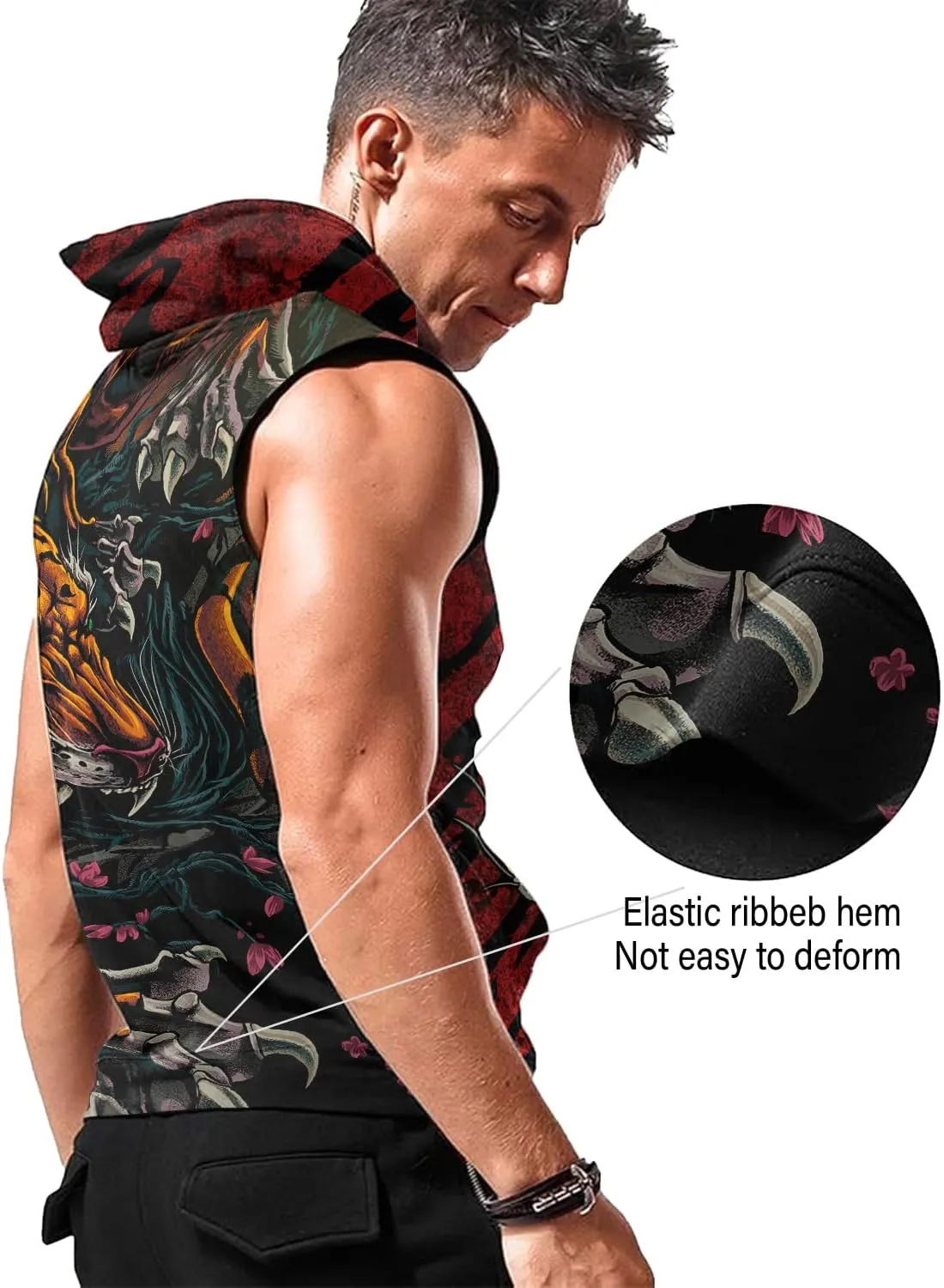 Mens Fashion Muscle Hooded Workout Hooded Tank Tops with Pocket Gym Training Zip Hoodies Sleeveless
