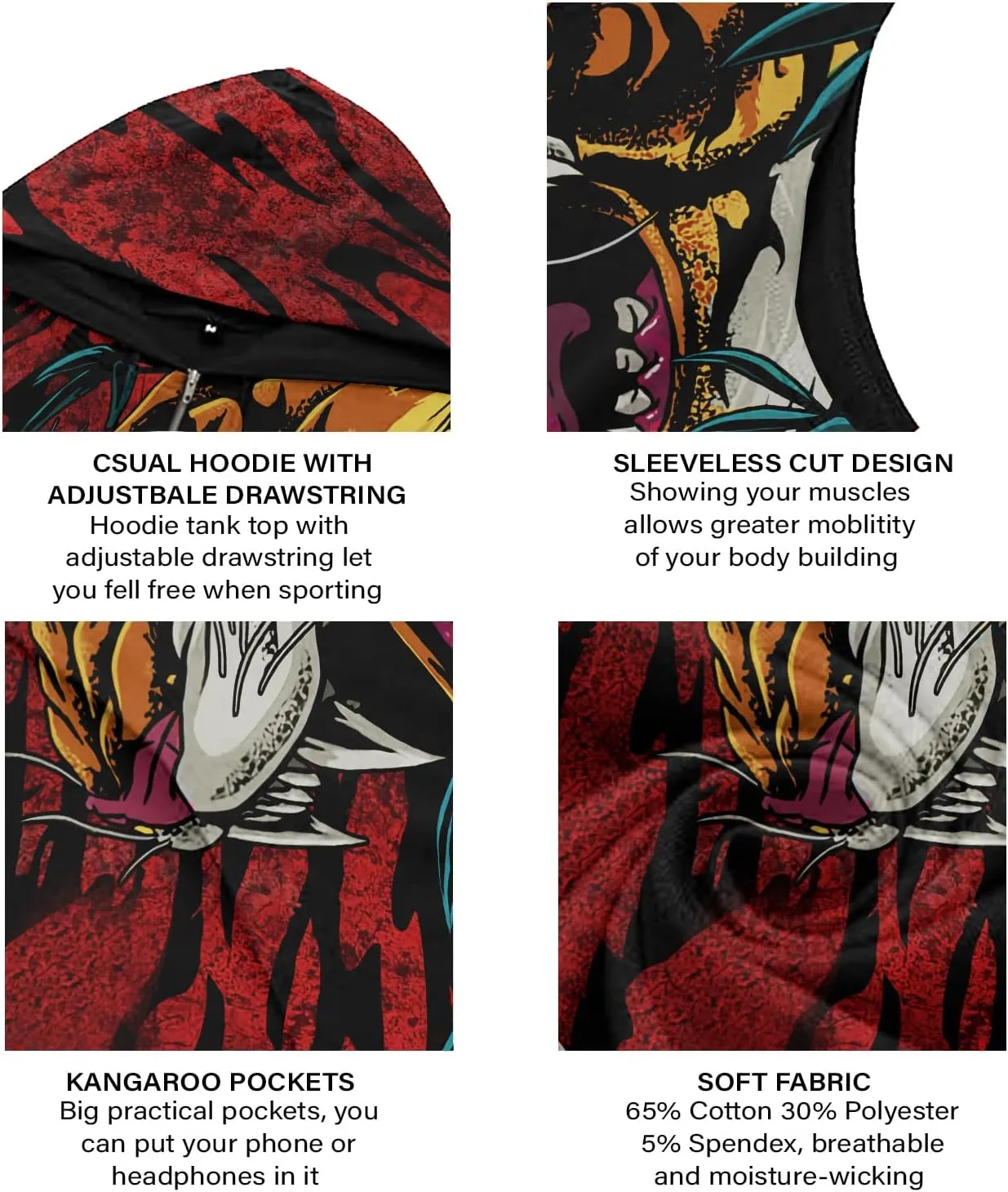 Mens Fashion Muscle Hooded Workout Hooded Tank Tops with Pocket Gym Training Zip Hoodies Sleeveless
