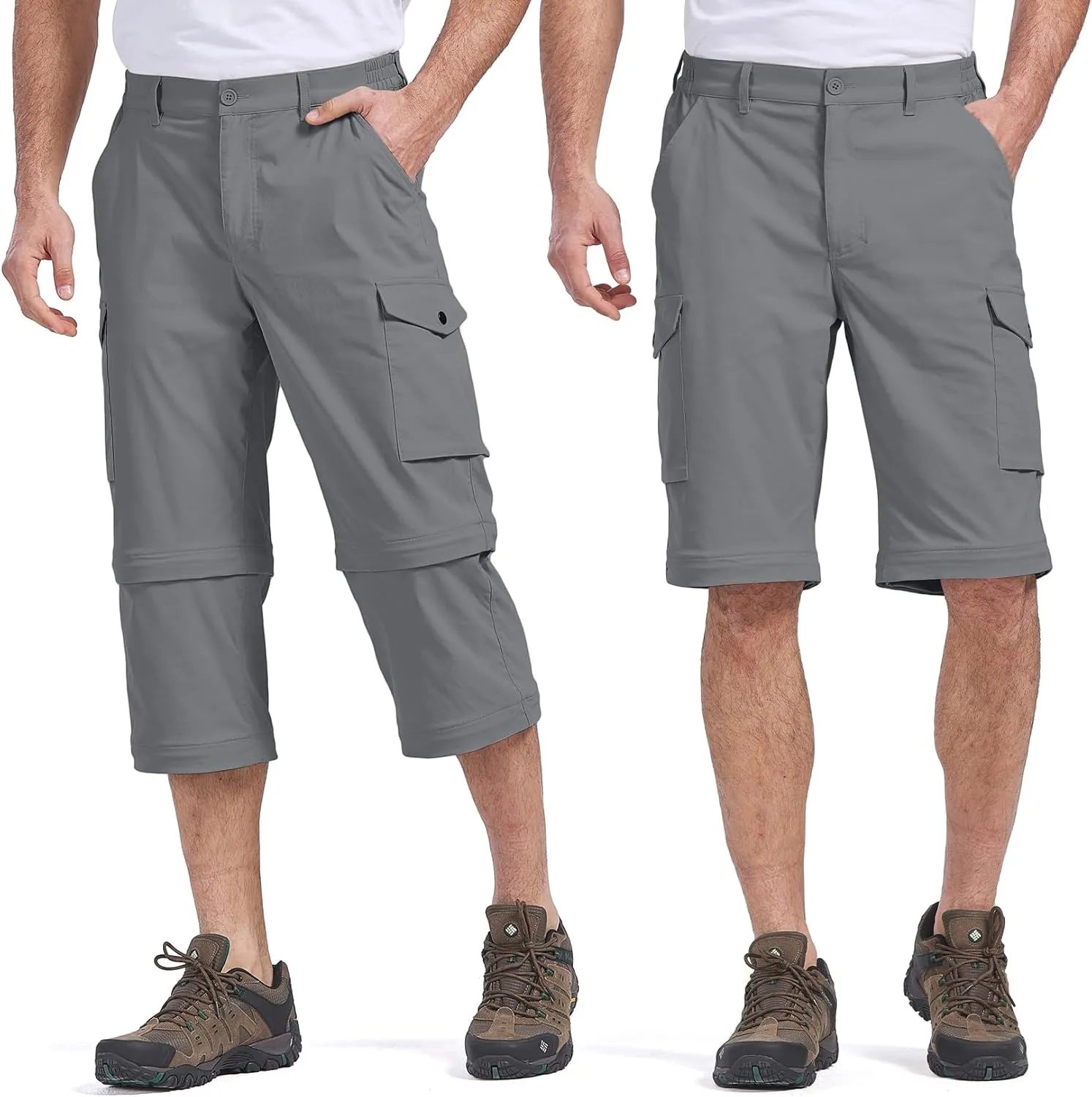 Mens Hiking Pants Convertible Quick-Dry-Stretch-Lightweight Zip-Off Outdoor Waterproof Safari Scouts Fishing Pants