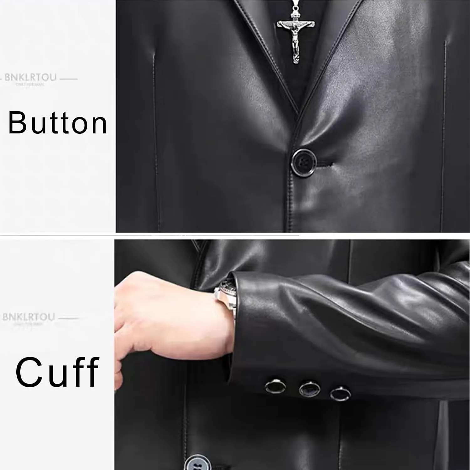 Men's retro lightweight black leather motorcycle jacket
