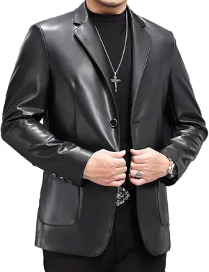 Men's retro lightweight black leather motorcycle jacket