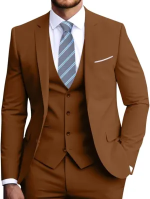 Men's Slim Fit 3-Piece Suit Set, Formal Wedding Tuxedo in Black, Navy Blue