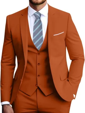 Men's Slim Fit 3-Piece Suit Set, Formal Wedding Tuxedo in Black, Navy Blue