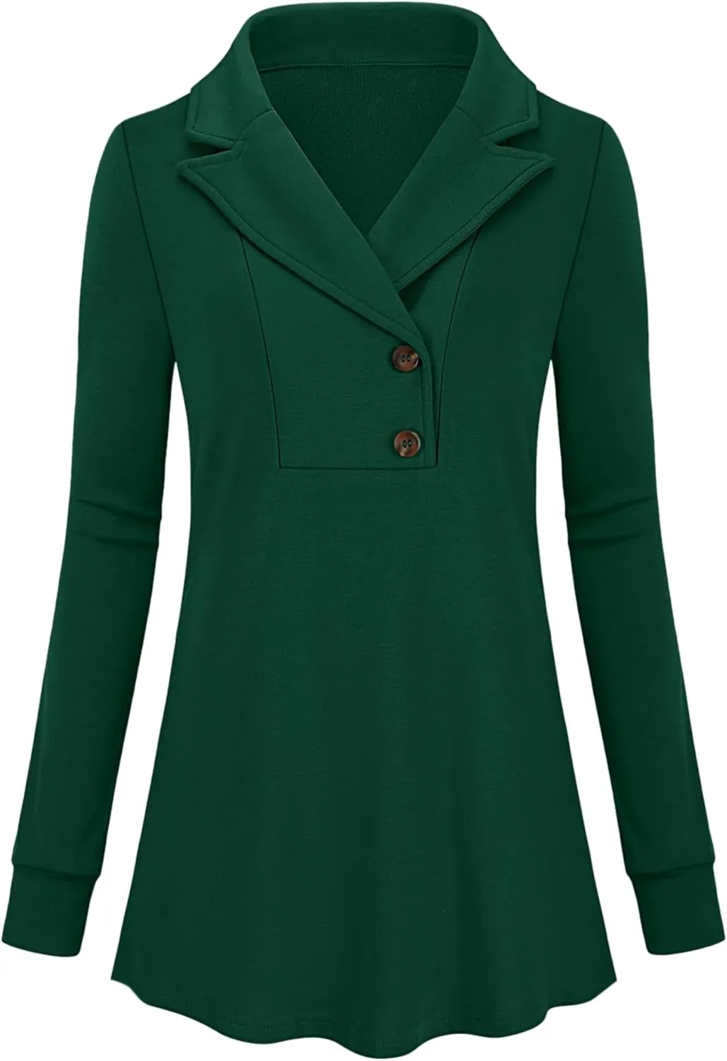 Micoson Women's Long Sleeve Button Lapel Tunic Tops V Neck Business Casual Swing Sweatshirt Pullover