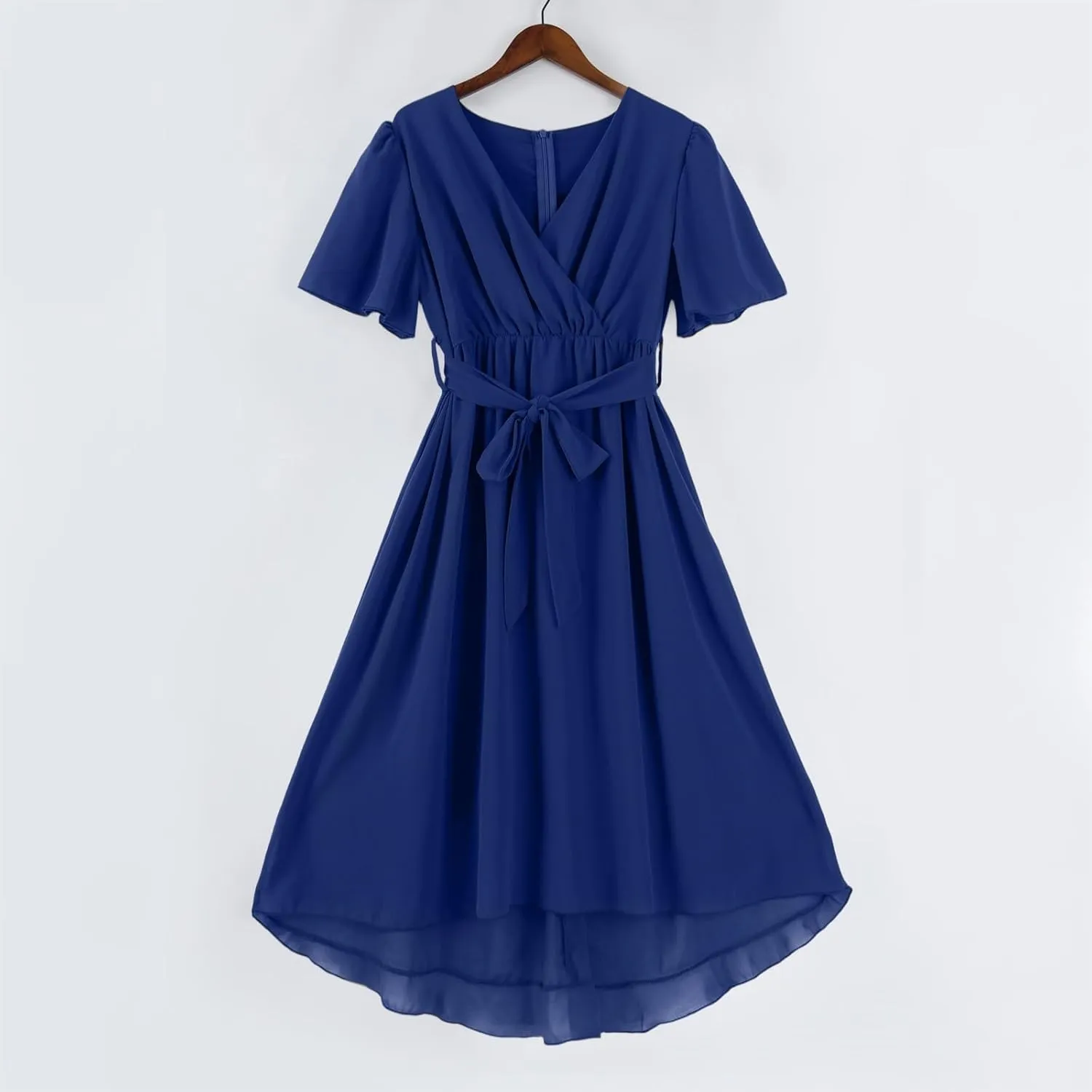 Midi Dresses for Women 2025,Wrap Flowy Womens Dress Wedding Prom Cocktail Summer Sexy Dresses for Women Chiffon