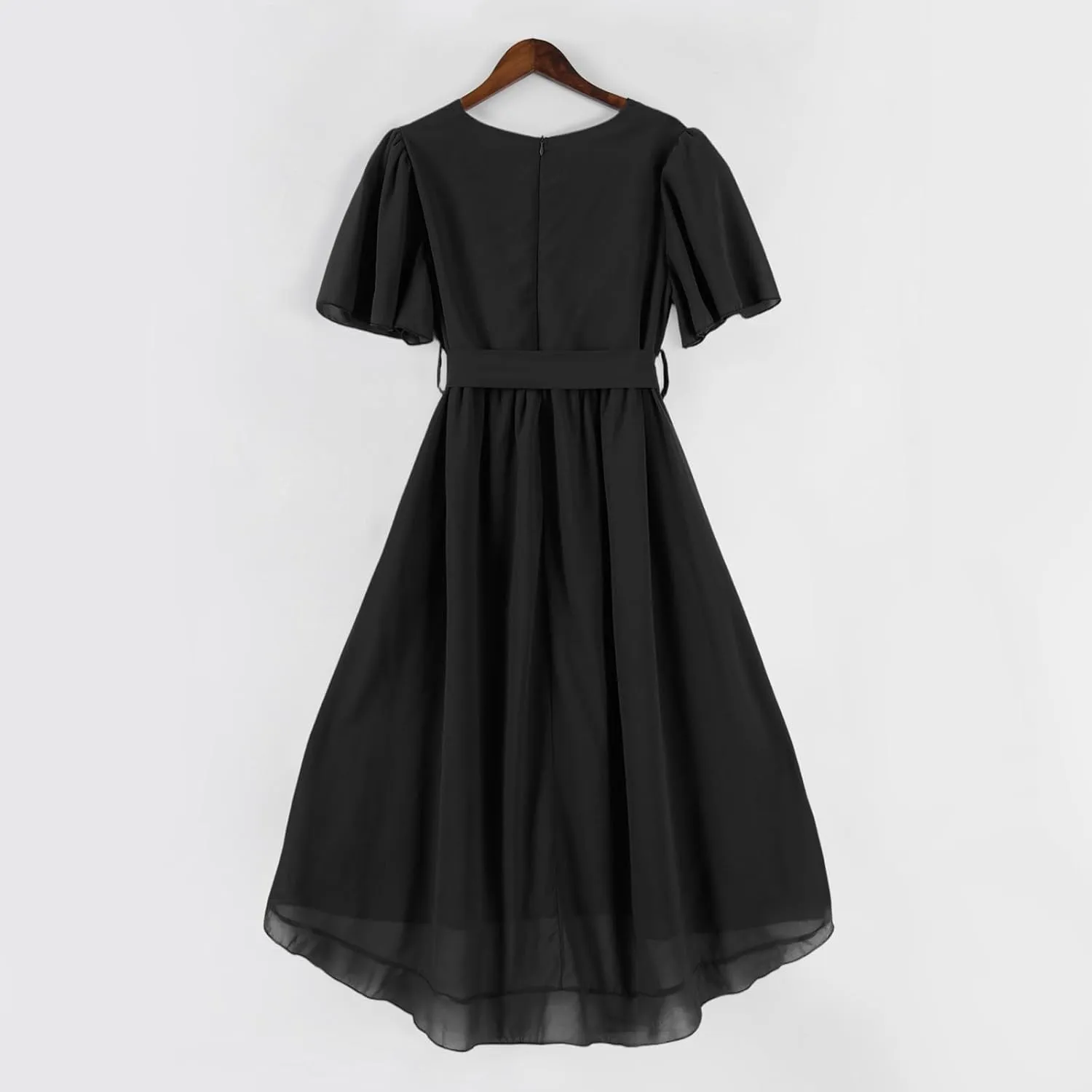 Midi Dresses for Women 2025,Wrap Flowy Womens Dress Wedding Prom Cocktail Summer Sexy Dresses for Women Chiffon