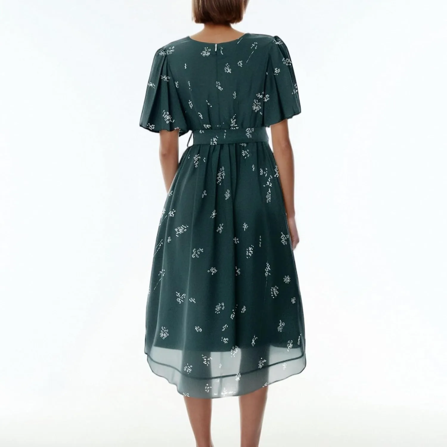 Midi Dresses for Women 2025,Wrap Flowy Womens Dress Wedding Prom Cocktail Summer Sexy Dresses for Women Chiffon