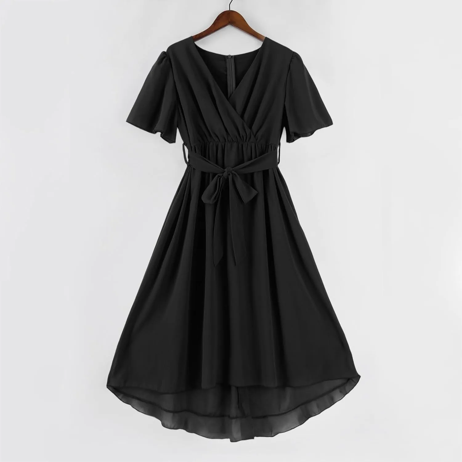 Midi Dresses for Women 2025,Wrap Flowy Womens Dress Wedding Prom Cocktail Summer Sexy Dresses for Women Chiffon