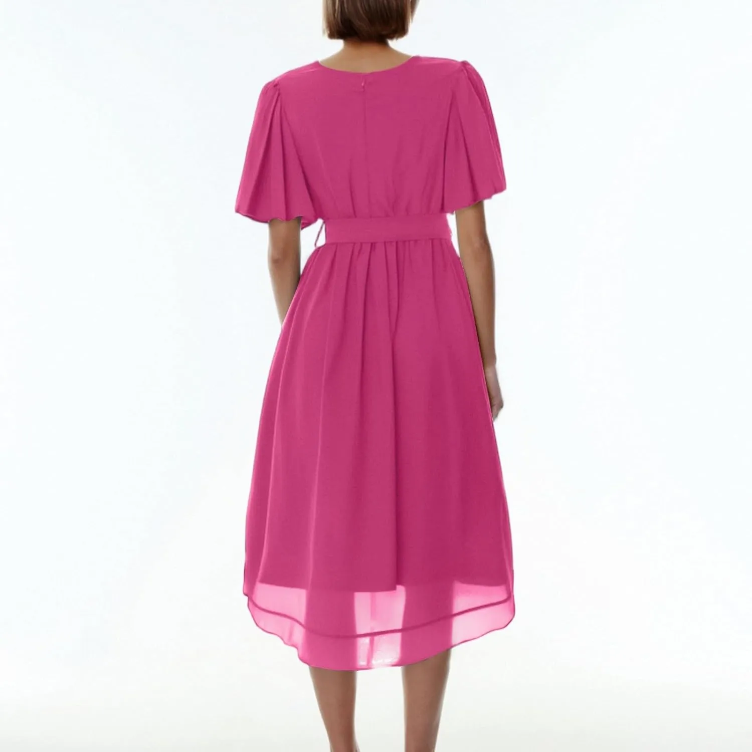 Midi Dresses for Women 2025,Wrap Flowy Womens Dress Wedding Prom Cocktail Summer Sexy Dresses for Women Chiffon