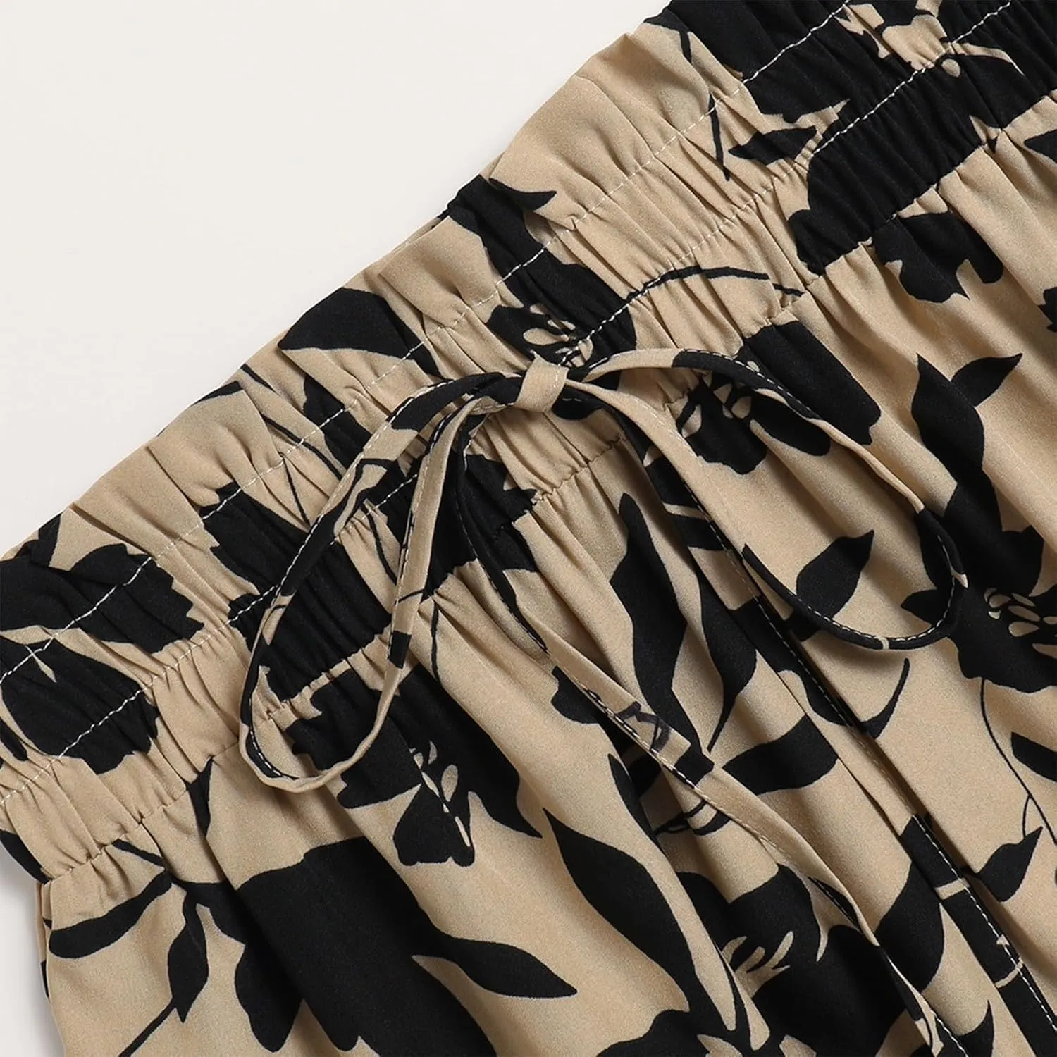 Midi Skirts for Women Trendy Floral Flowy Tiered Elastic High Waisted Skirt Summer Boho Beach A Line Ruffle Cute Skirts