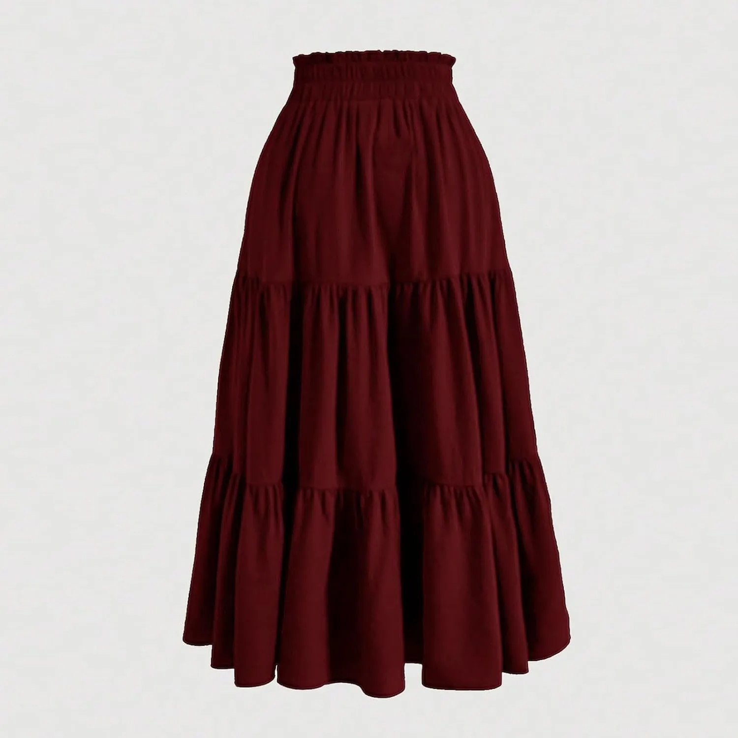 Midi Skirts for Women Trendy Floral Flowy Tiered Elastic High Waisted Skirt Summer Boho Beach A Line Ruffle Cute Skirts