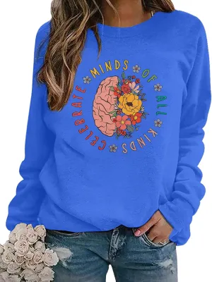MNLYBABY Women Autism Awareness Sweatshirt Autistic Support Lightweight Shirt Special Education Teacher Autism Mom Tops