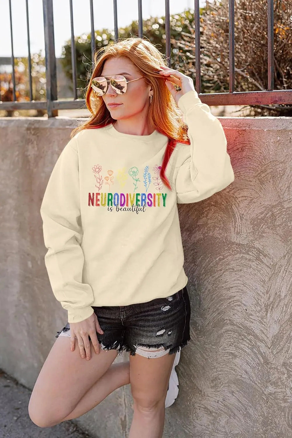 MNLYBABY Women Autism Awareness Sweatshirt Autistic Support Lightweight Shirt Special Education Teacher Autism Mom Tops