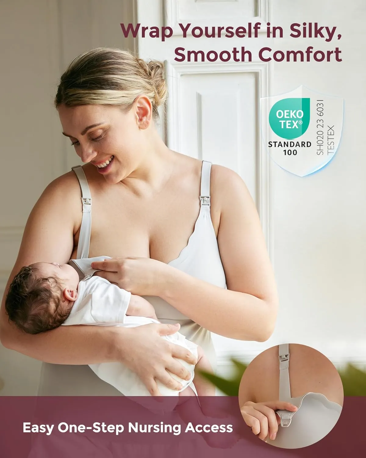 Momcozy Nursing Tank Tops for Breastfeeding, Seamless Nursing Cami with Built-in Bra, Adjustable Straps, Scalloped Design