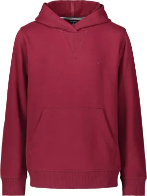 Nautica Boys' Pullover Hoodie Sweatshirt, Signature Logo Design, Kangaroo Pockets, Made with Lightweight Fleece