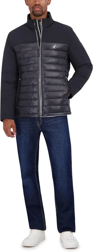 Nautica mens Lightweight Mixed Media Quilted Jacket