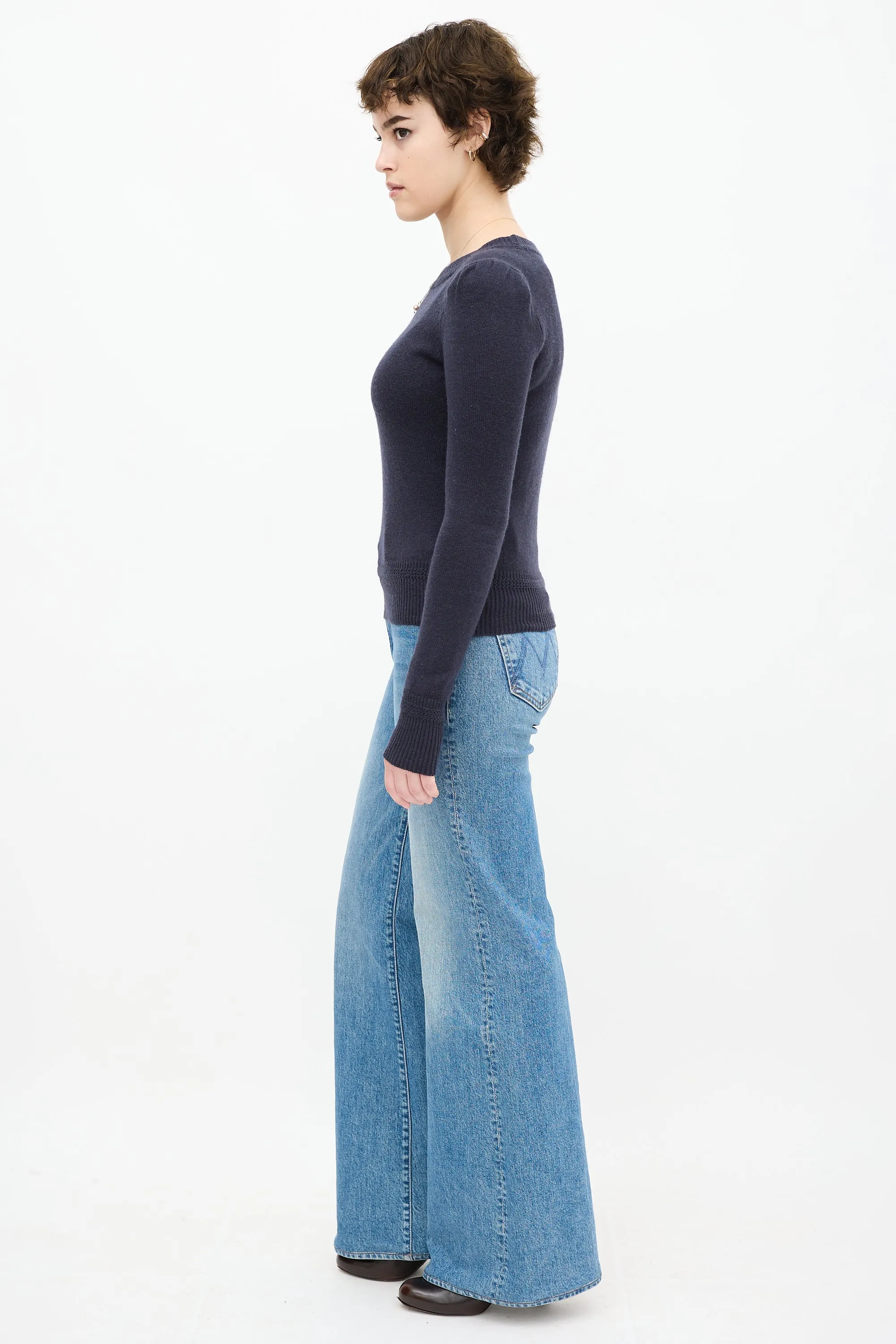 Navy Knit Cut Out Sweater