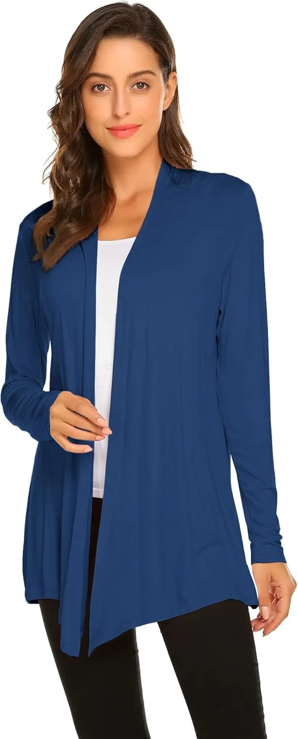 Newchoice Womens Casual Lightweight Long Sleeve Cardigan Soft Drape Open Front Fall Dusters (S-3XL)