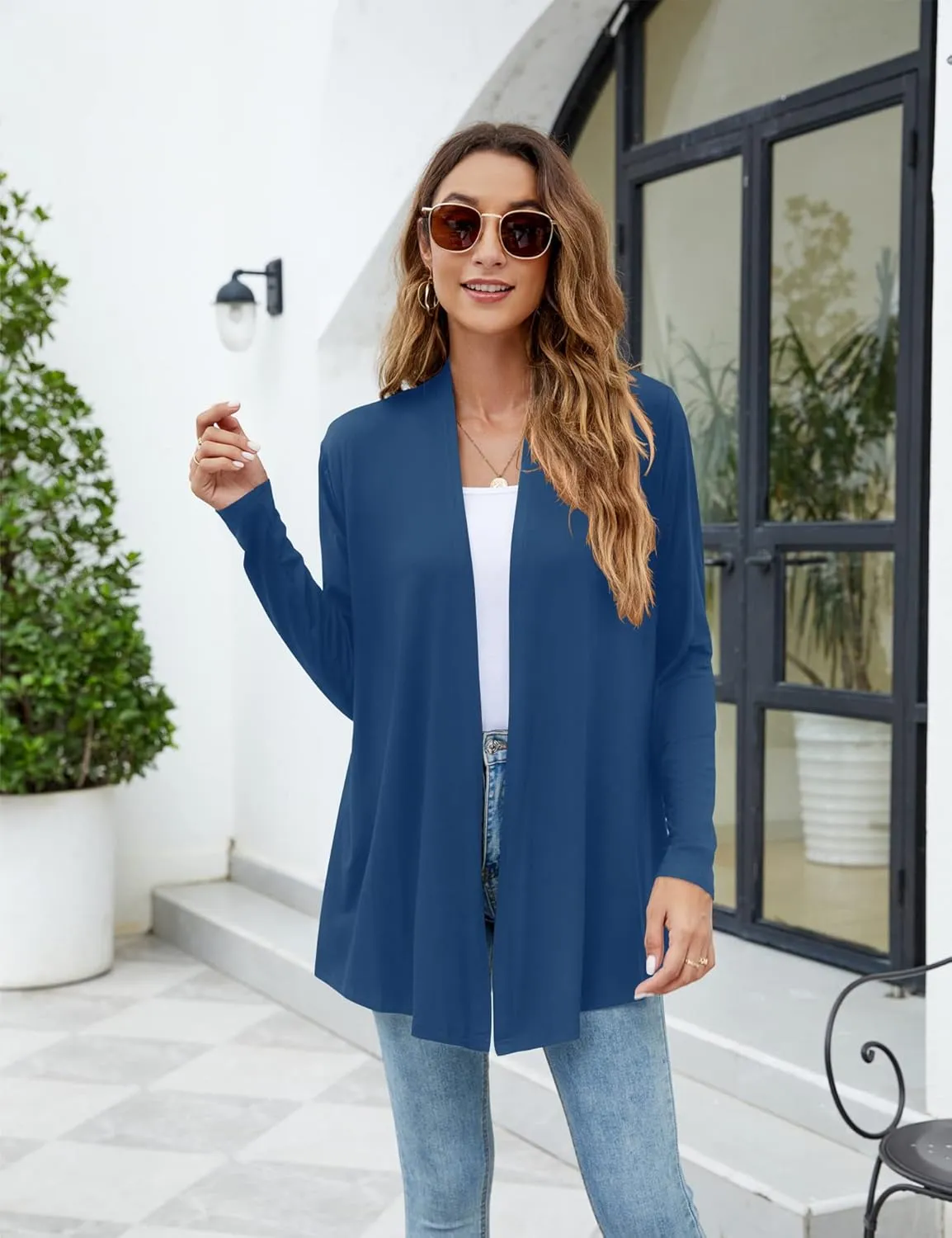 Newchoice Womens Casual Lightweight Long Sleeve Cardigan Soft Drape Open Front Fall Dusters (S-3XL)
