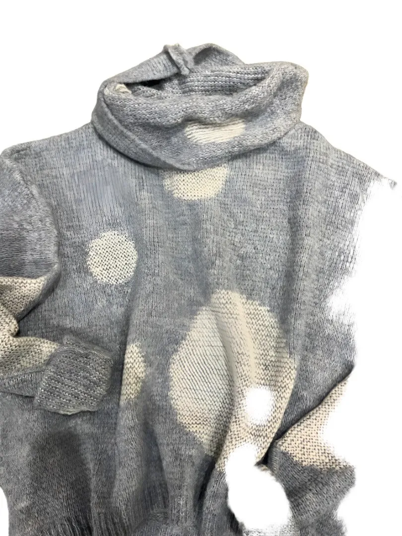 Over size spot sweater (alpaca) Denim blue / snow spot