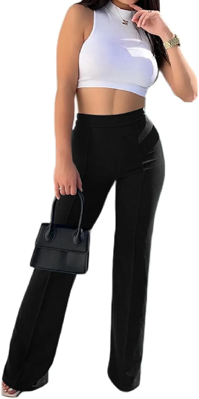 Pants for Women High Waist, High Waist Long Straight Leg Pants